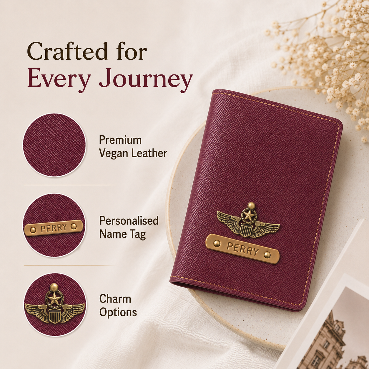 Personalized Passport Cover - Wine