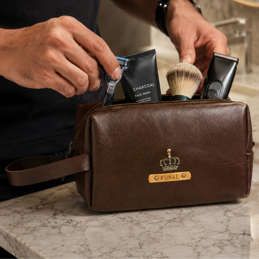Travelling Pouch for Men - Large  Dark Brown