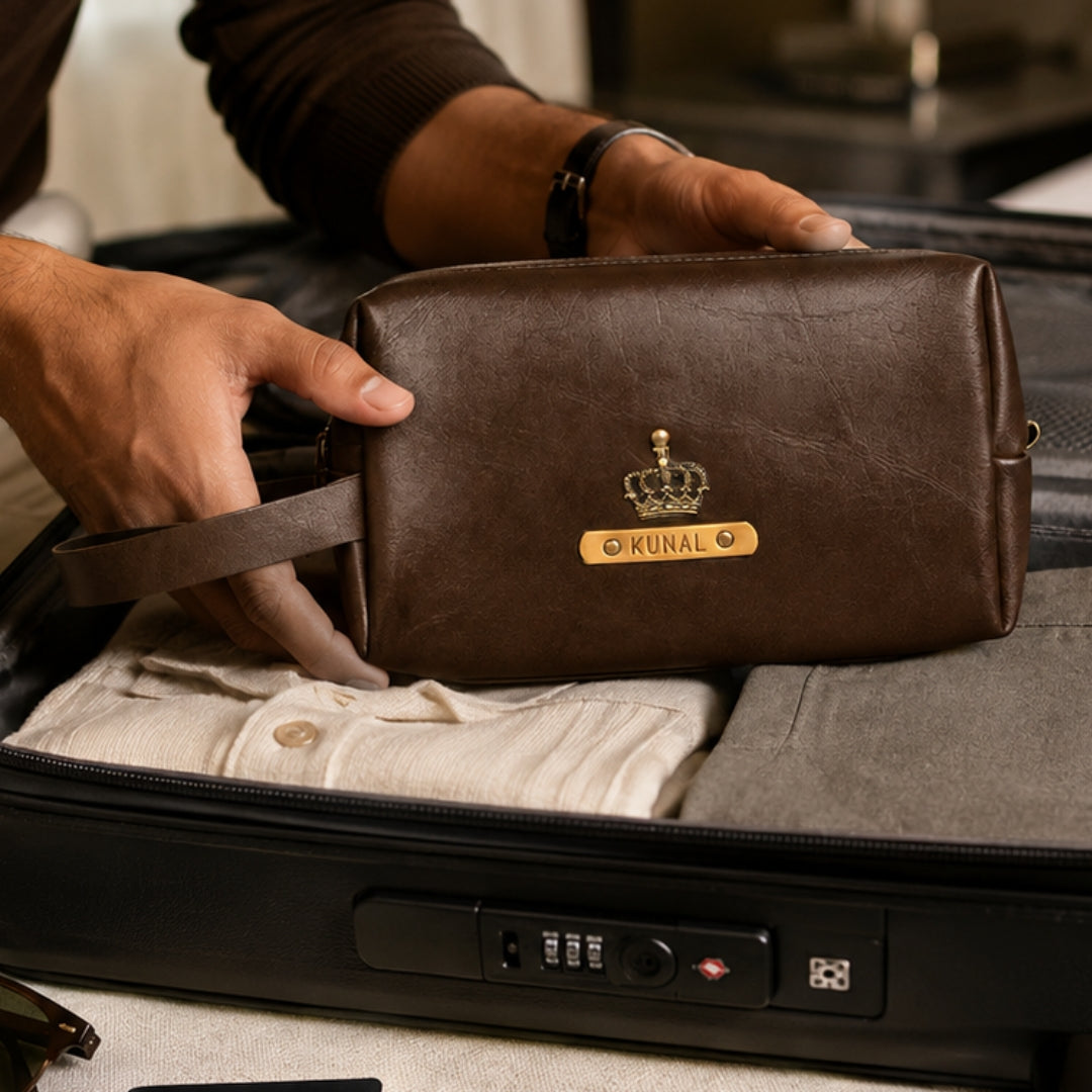 Travelling Pouch for Men - Large  Dark Brown