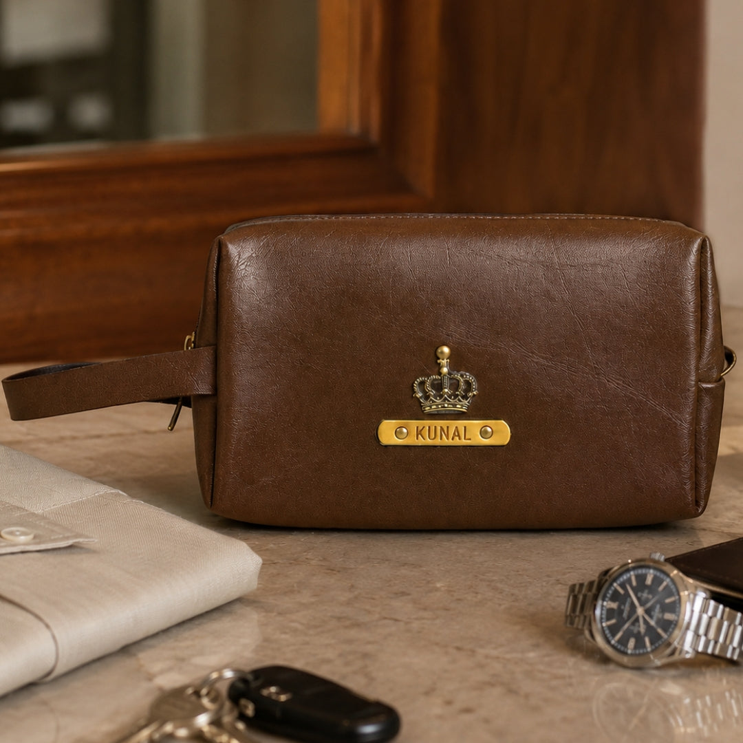 Travelling Pouch for Men - Large  Dark Brown