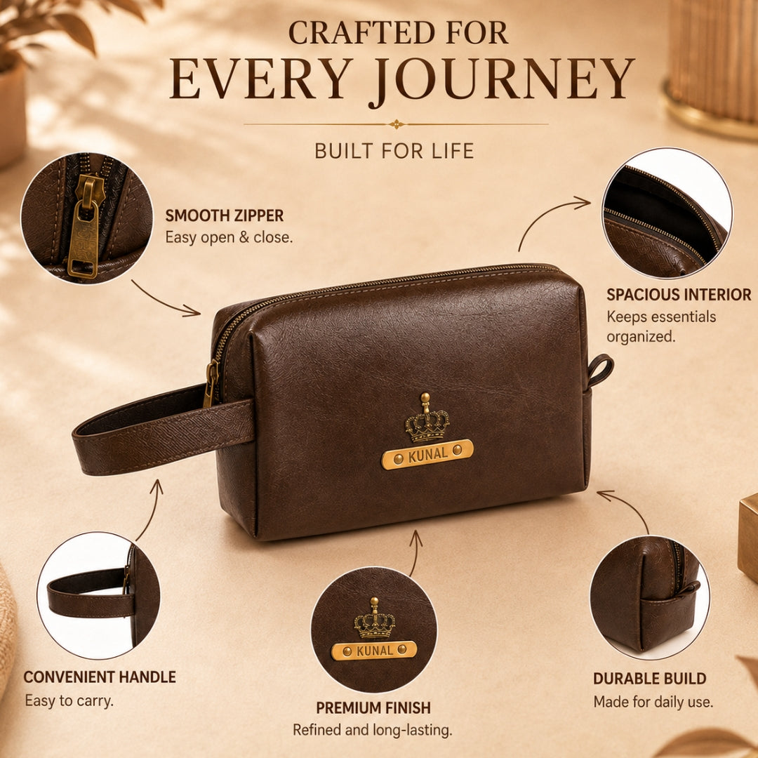Travelling Pouch for Men - Large  Dark Brown