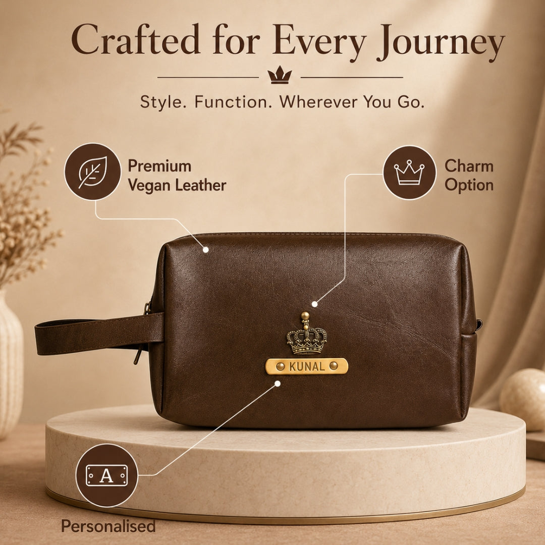 Travelling Pouch for Men - Large  Dark Brown