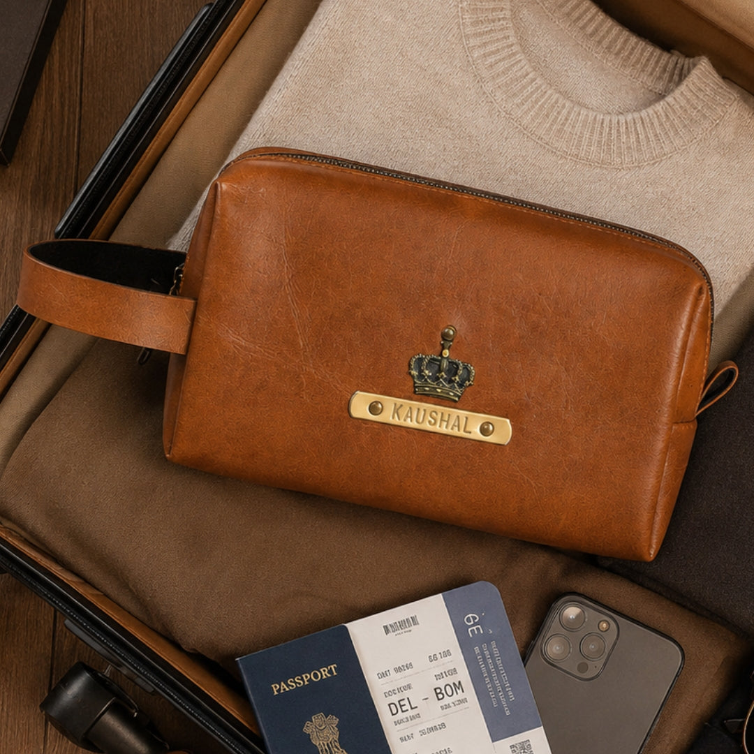 Travelling Pouch for Men - Large Tan