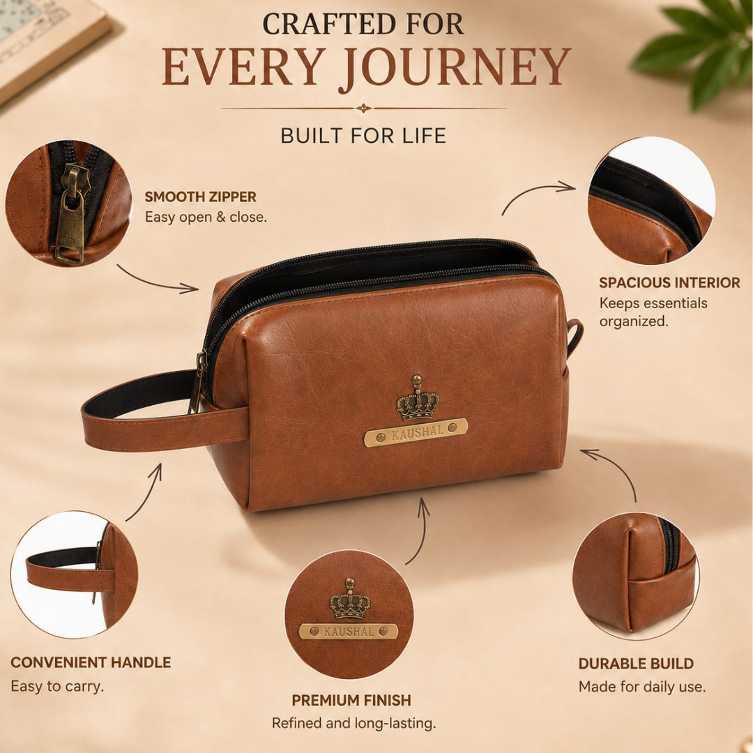 Travelling Pouch for Men - Large Tan