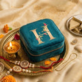 Velvet Travel Jewellery Box | Compact & Stylish Organizer - Teal