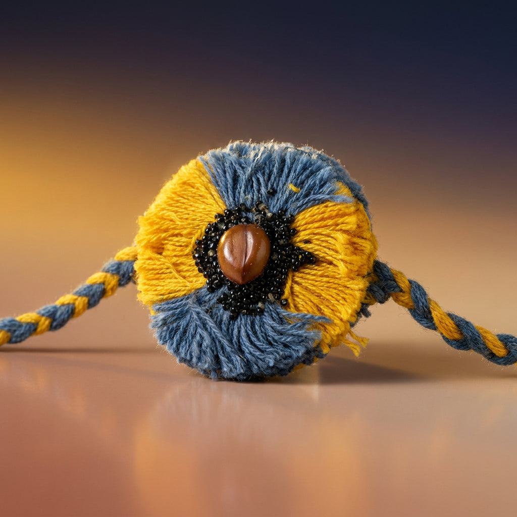 Raksha & Roots - Plantable Seed Rakhi - Yellow & Blue - Amaltash Seed