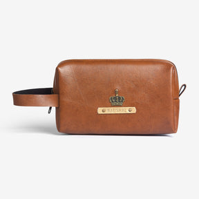 Personalised Large Leather Vanity Pouch - Gift for Men