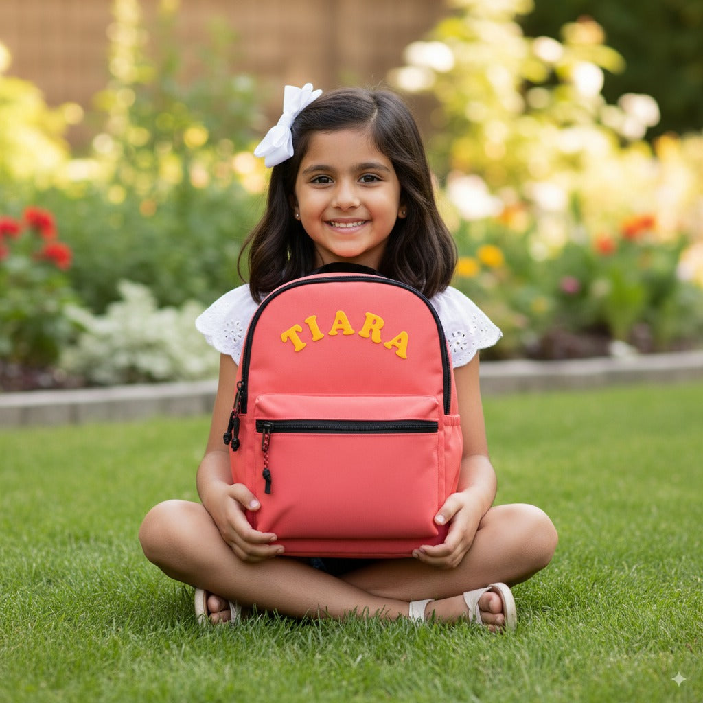 Personalized Kids Backpack – For School & Travel (Coral Pink)