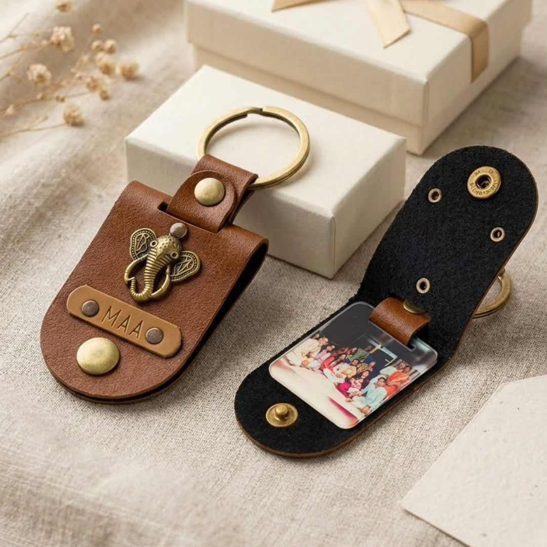 Personalised Photo Keychain - Tan