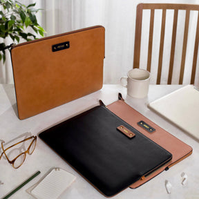 Personalized Leather Laptop/Macbook Sleeve - Classic Black - 13 & 15 inches