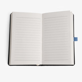 Personalised Hardbound Notebook (A6) - Black with Blue Strap