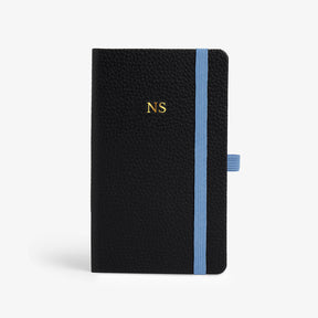 Personalised Hardbound Notebook (A6) - Black with Blue Strap