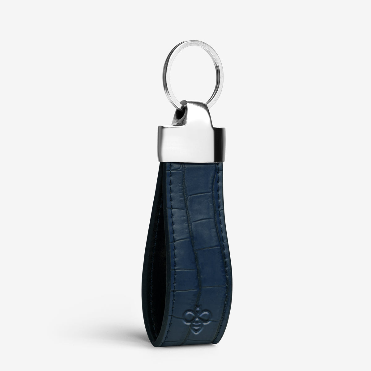 Croco Vegan Leather Keychain - Blue