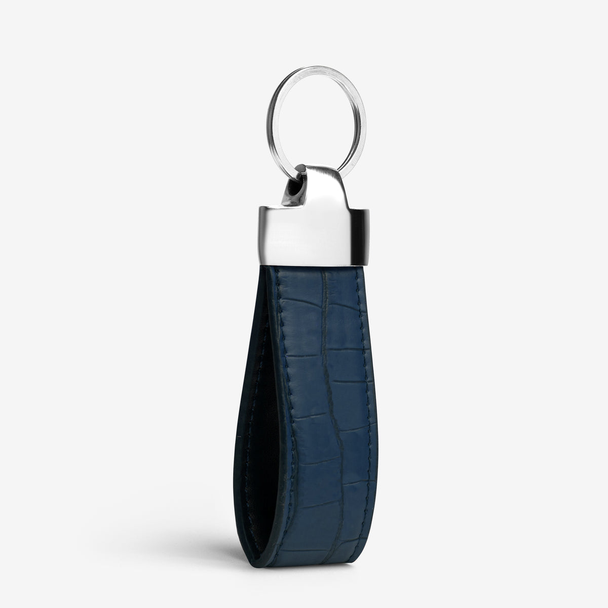 Croco Vegan Leather Keychain - Blue