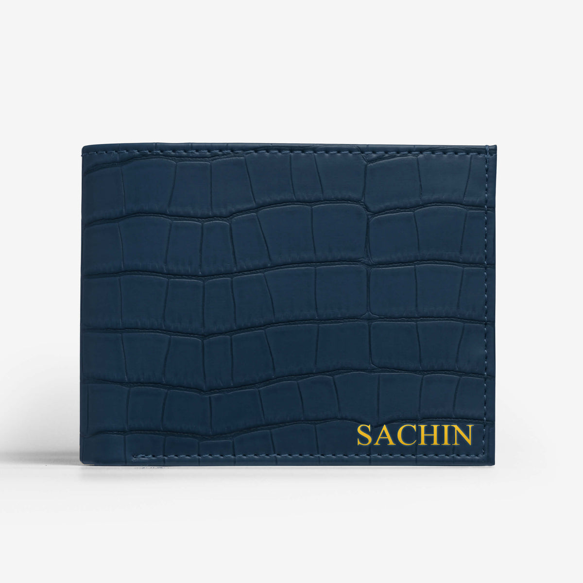 Personalised Croco Vegan Leather Men's Wallet - Blue