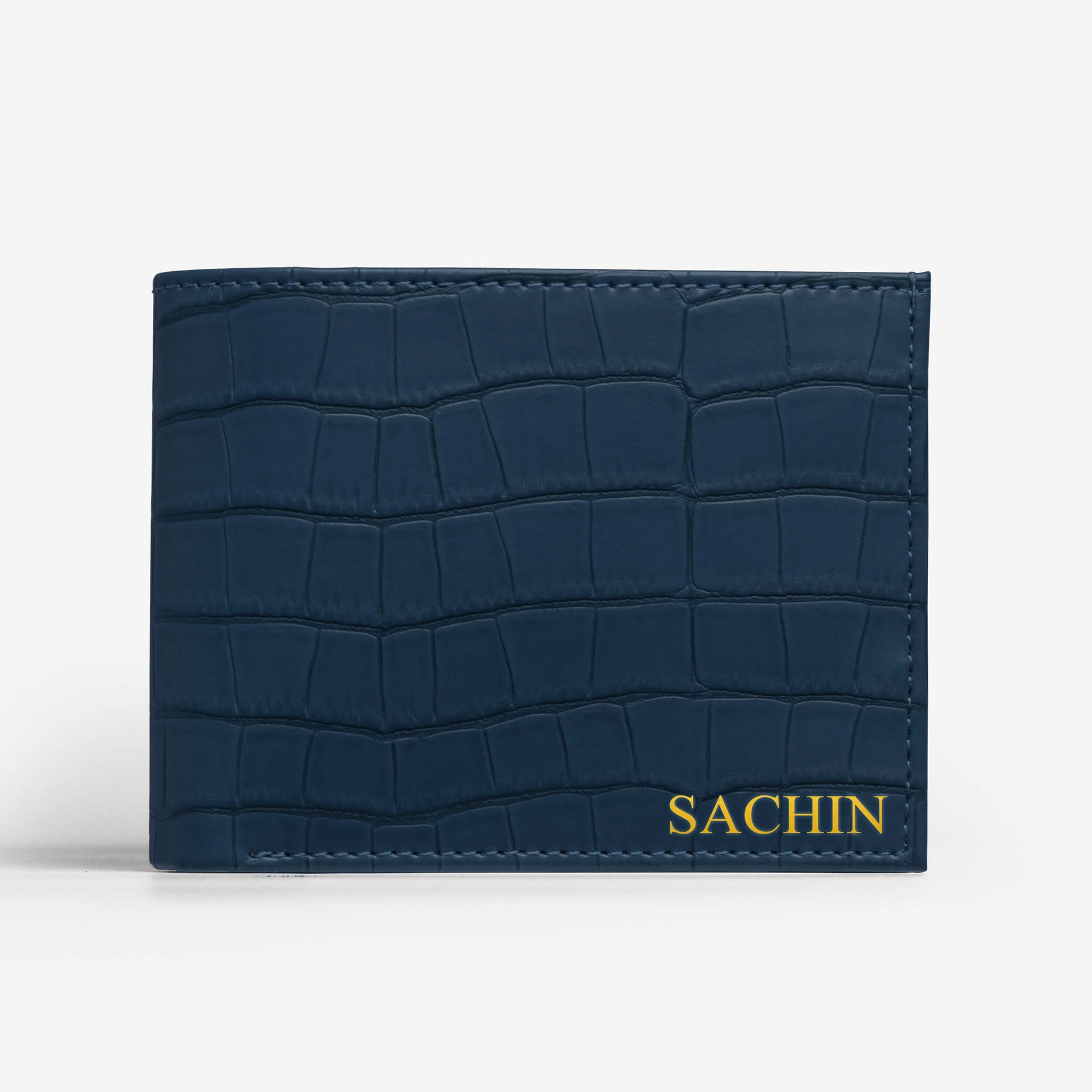 Personalised Croco Vegan Leather Men's Wallet - Blue