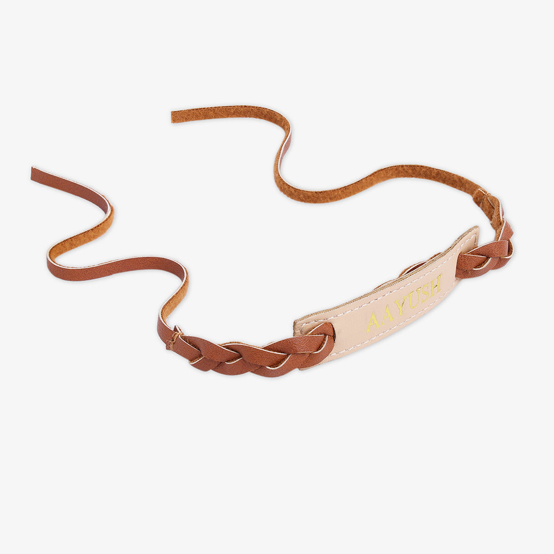 Personalised Weaved Rakhi- Beige