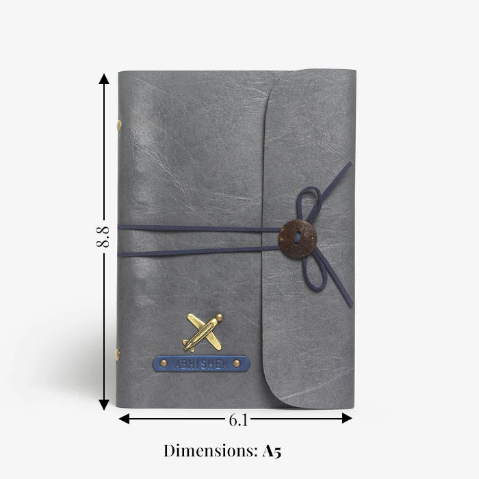 Personalized Thread Diary - Grey with Blue
