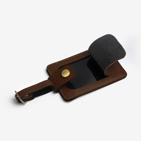 Personalised Leather Luggage/Baggage Tag -  Dark Brown