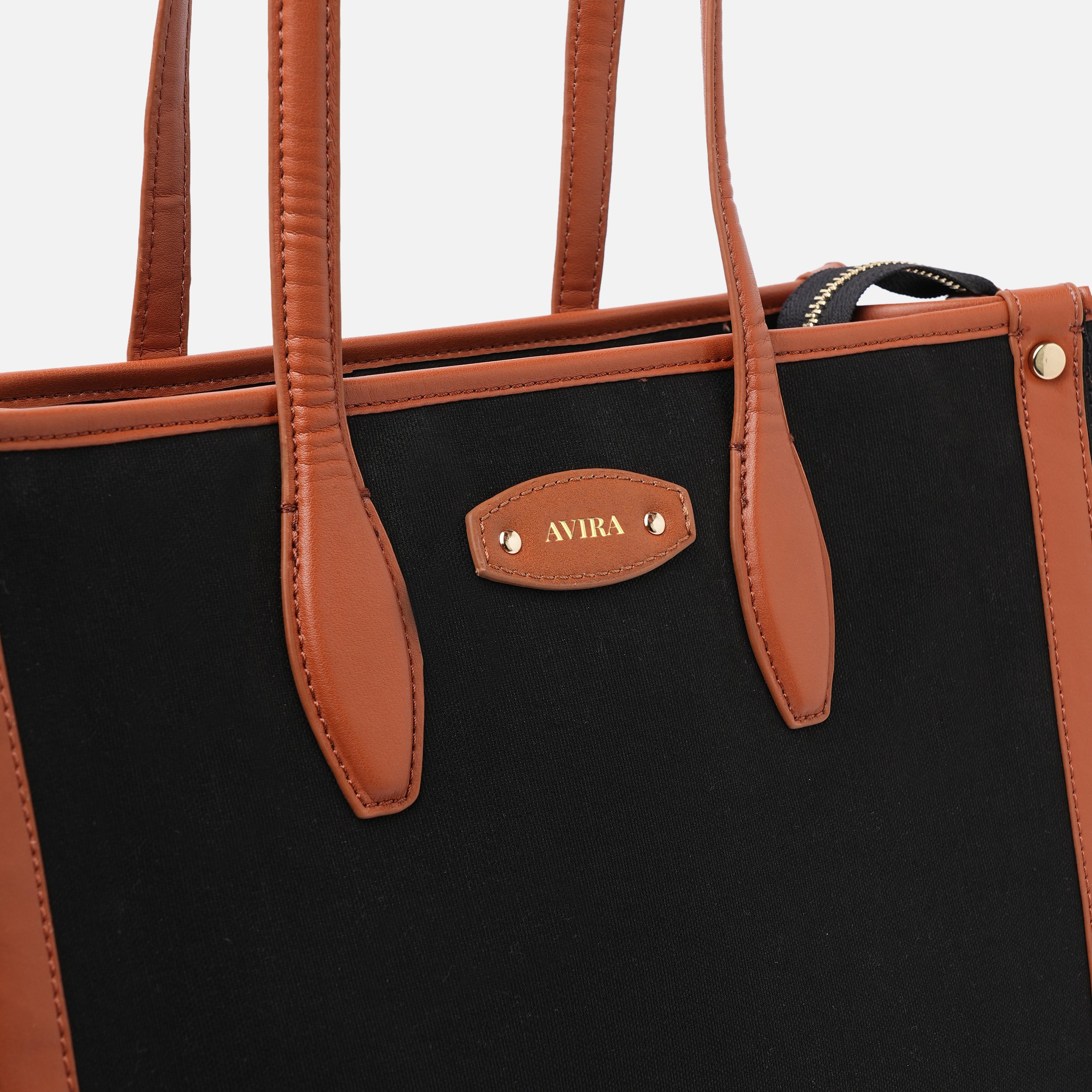 Personalised Everyday Work Tote - Black & Tan