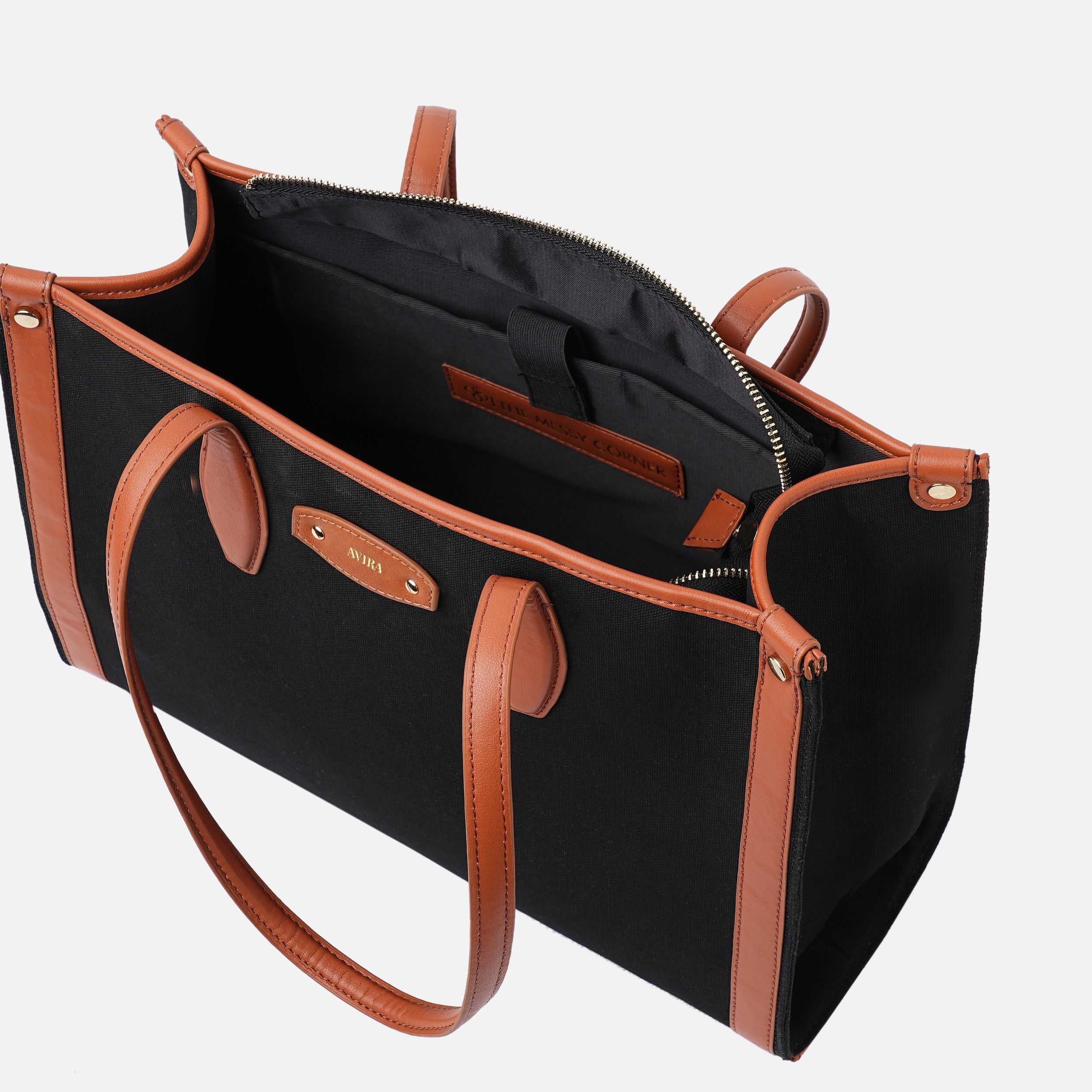 Personalised Everyday Work Tote - Black & Tan