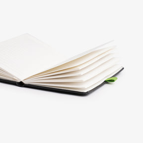 Personalised Hardbound Notebook (A6) - Black with Green Strap