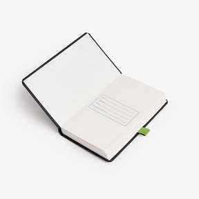 Personalised Hardbound Notebook (A6) - Black with Green Strap