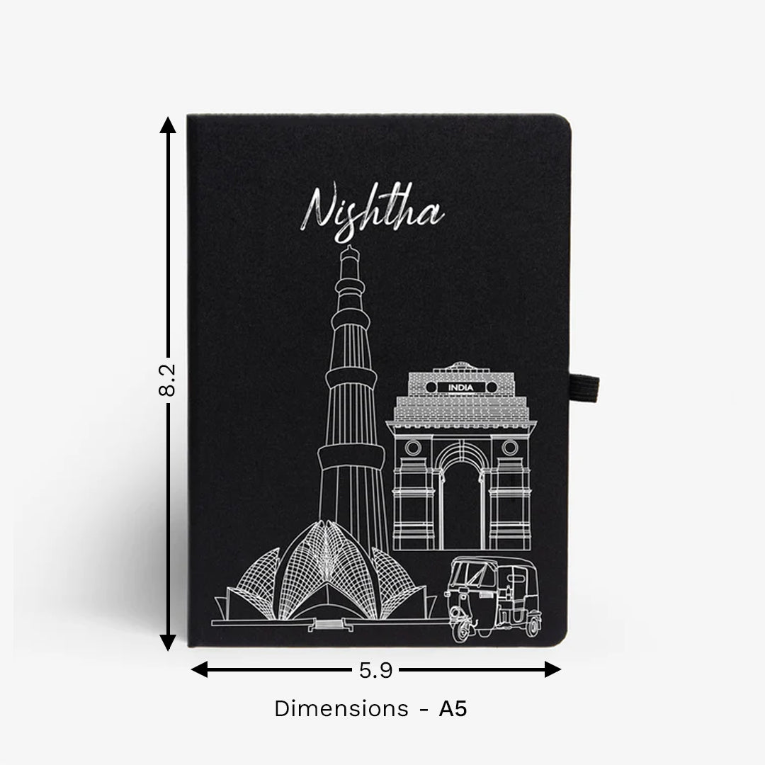 Personalised Hardbound Notebook - Postcards from India - Delhi