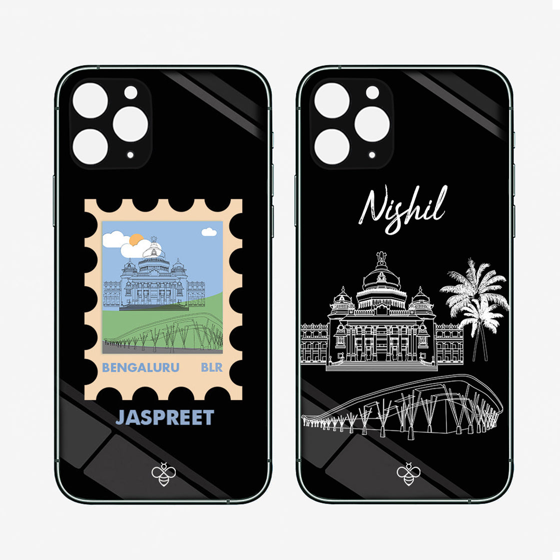 Personalised Glass Phone Cover - Postcards from India - Bengaluru