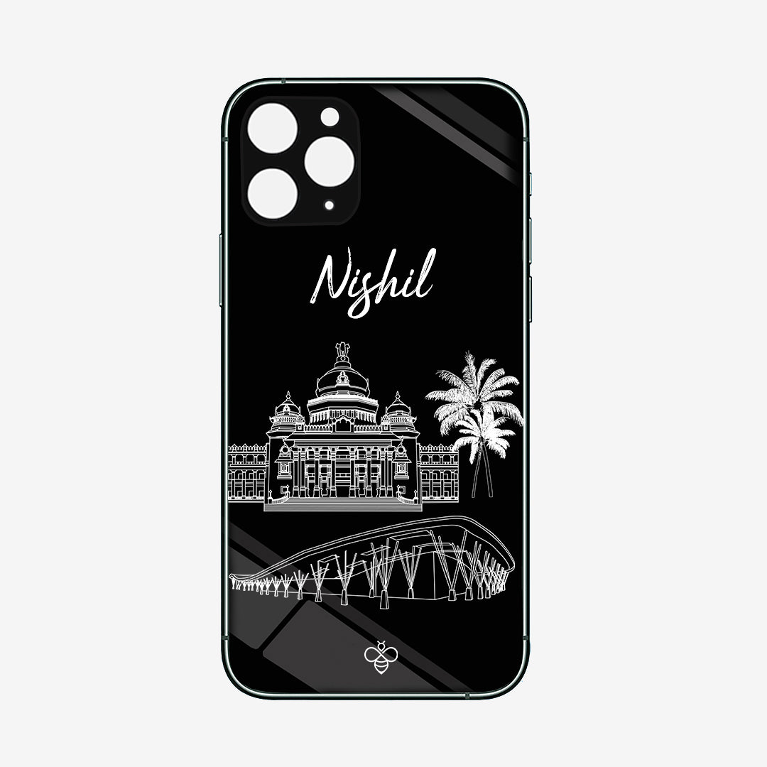 Personalised Glass Phone Cover - Postcards from India - Bengaluru
