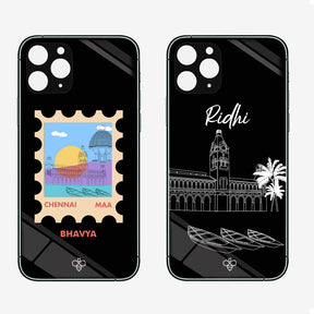 Personalised Glass Phone Cover - Postcards from India - Chennai