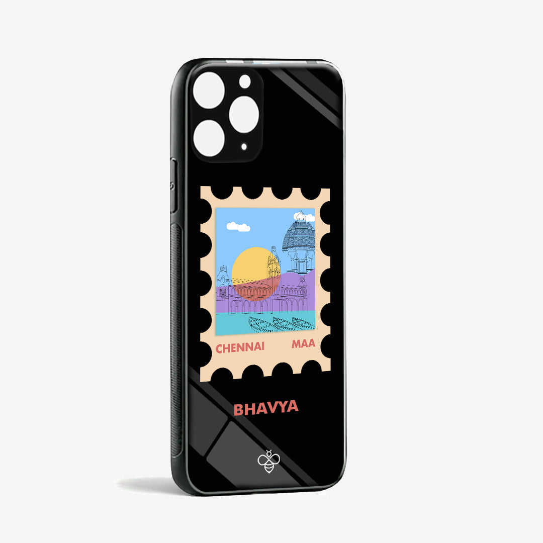 Personalised Glass Phone Cover - Postcards from India - Chennai