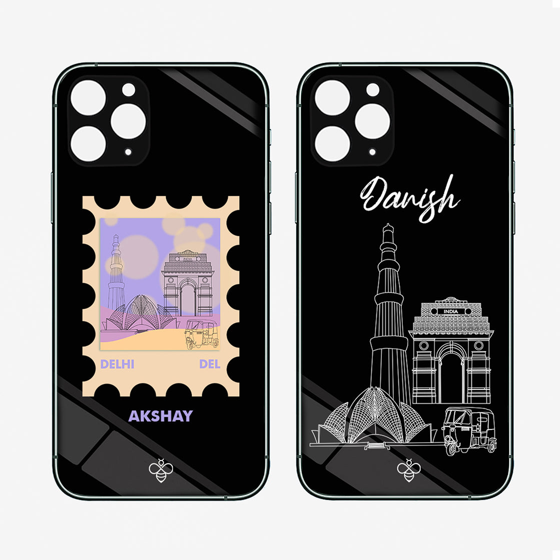 Personalised Glass Phone Cover - Postcards from India - Delhi