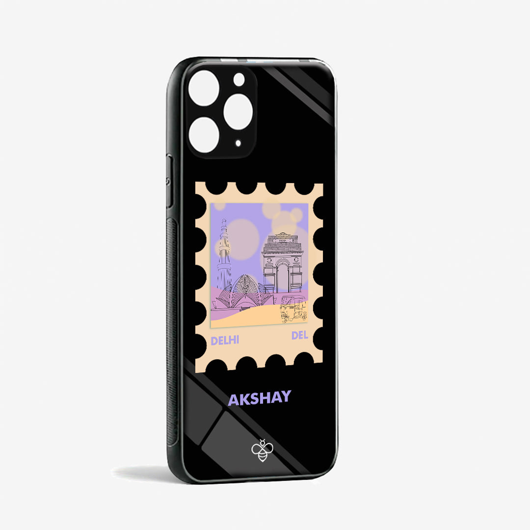 Personalised Glass Phone Cover - Postcards from India - Delhi