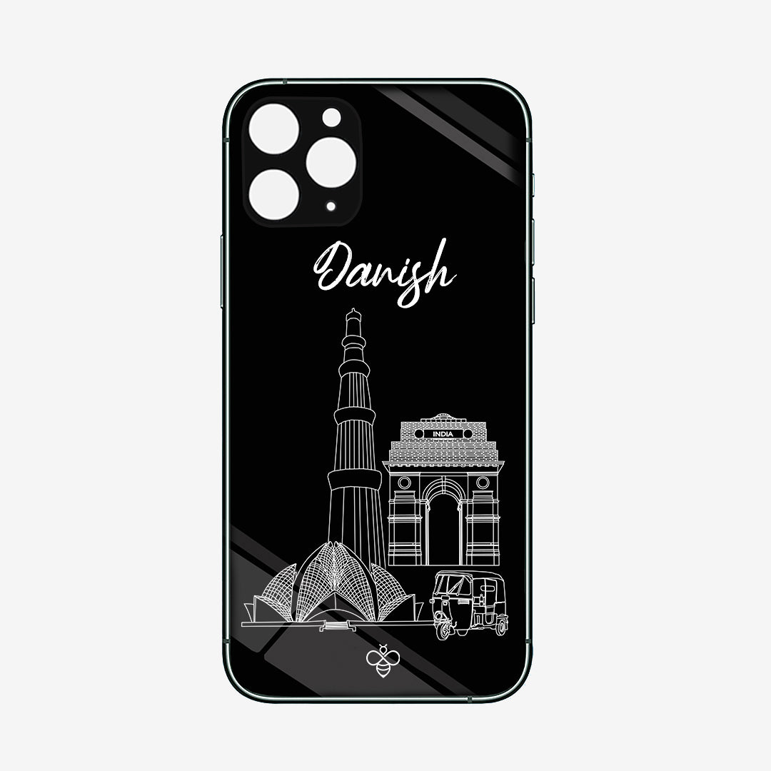 Personalised Glass Phone Cover - Postcards from India - Delhi