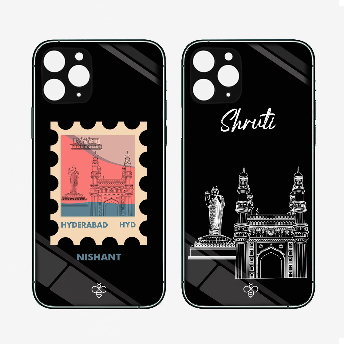 Personalised Glass Phone Cover - Postcards from India - Hyderabad