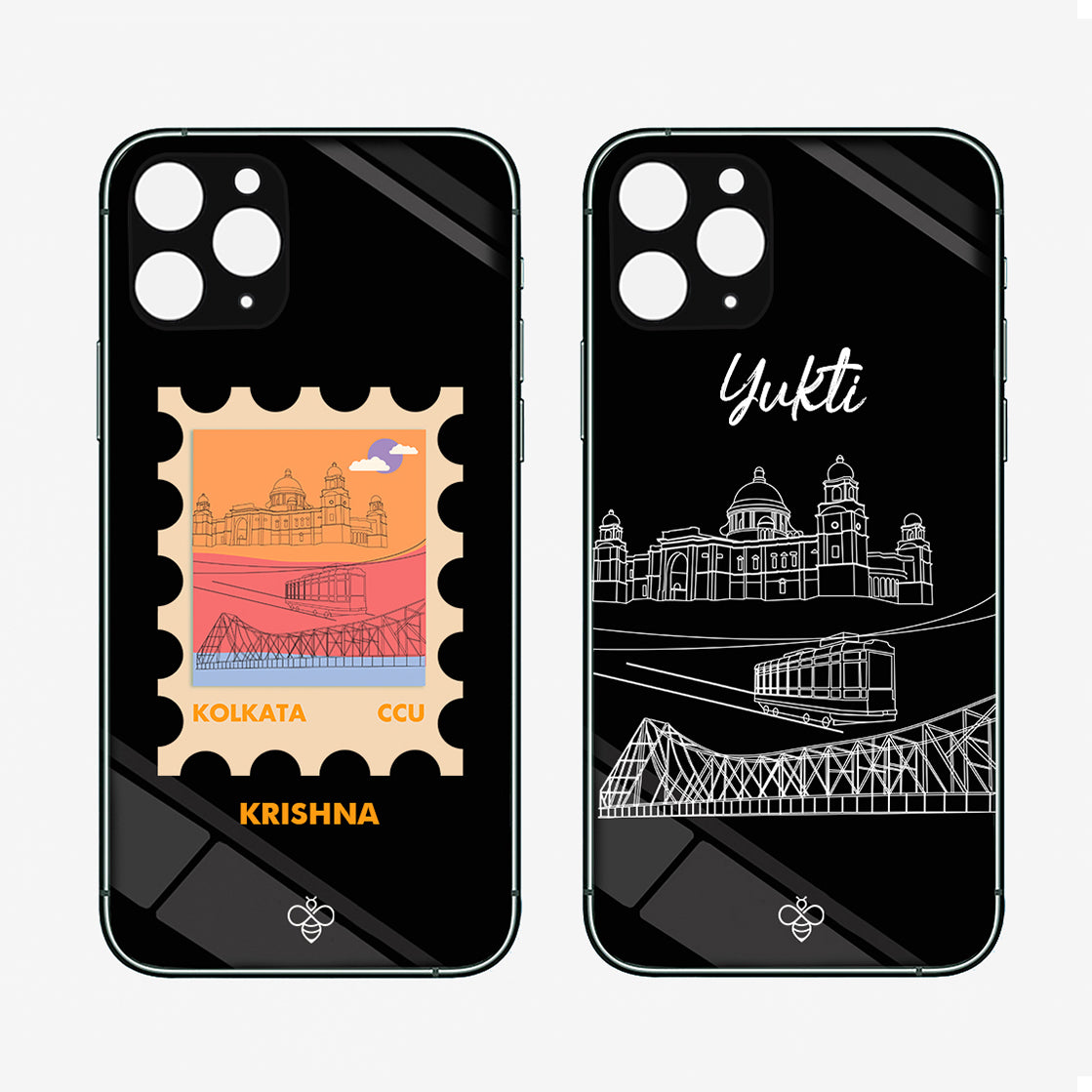 Personalised Glass Phone Cover - Postcards from India - Kolkata