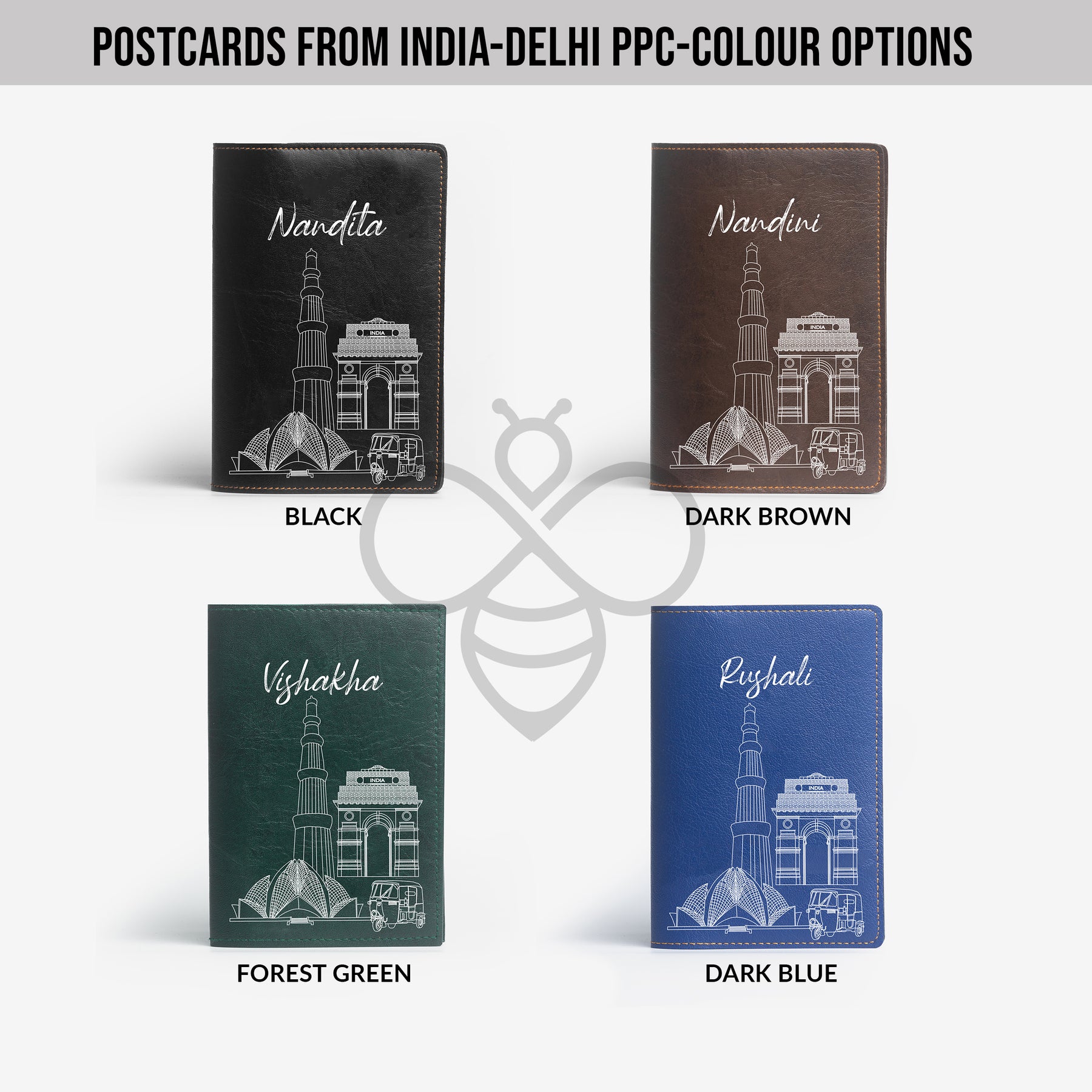 Personalized Passport Cover - Postcards from India - Delhi