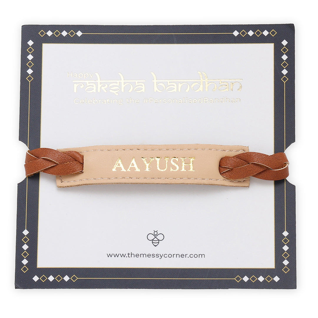 Personalised Weaved Rakhi- Beige