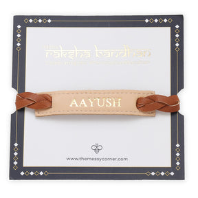 Personalised Weaved Rakhi- Beige