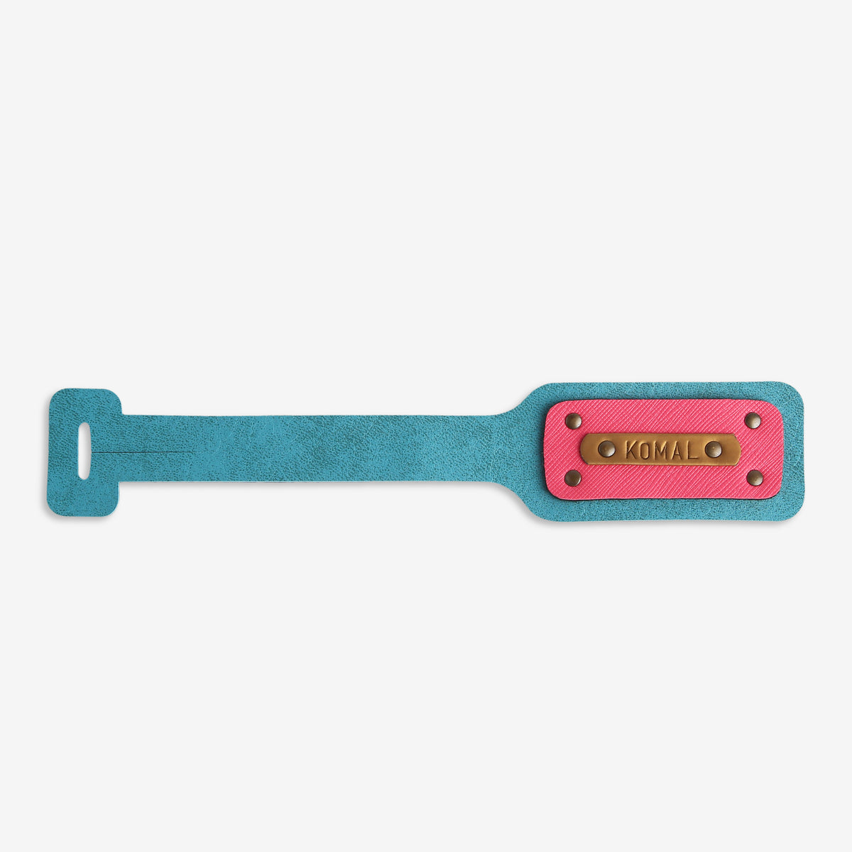PERSONALISED LEATHER LUGGAGE/BAGGAGE TAG - LIGHT BLUE
