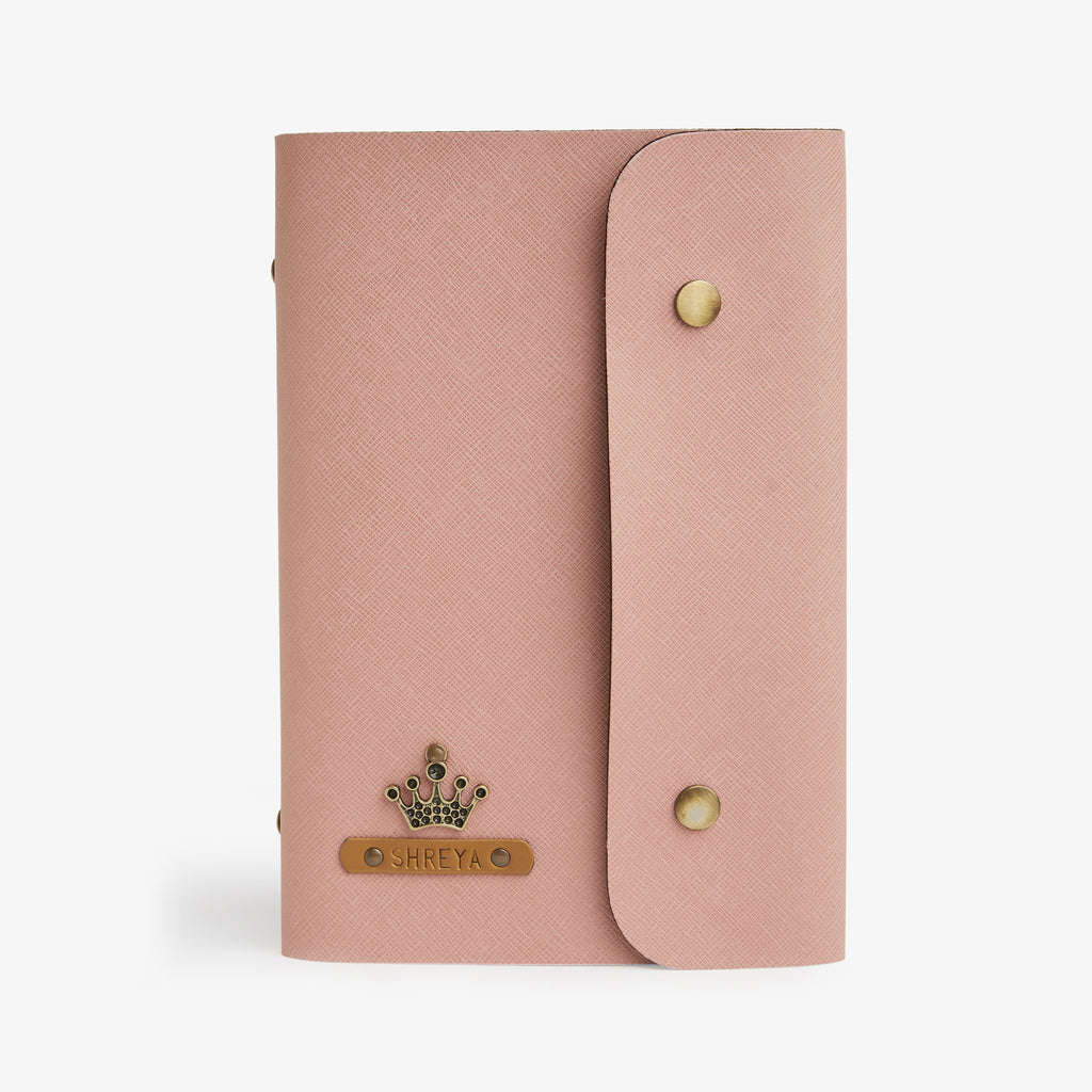 Buy Customised Salmon Pink Button Diary With Name Online