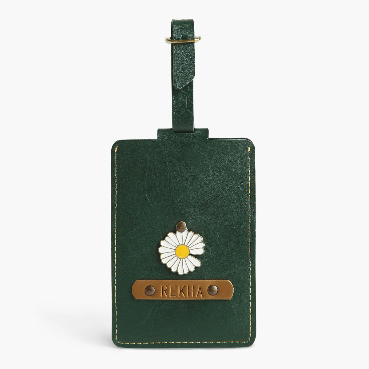 Personalised Leather Luggage/Baggage Tag -  Forest Green