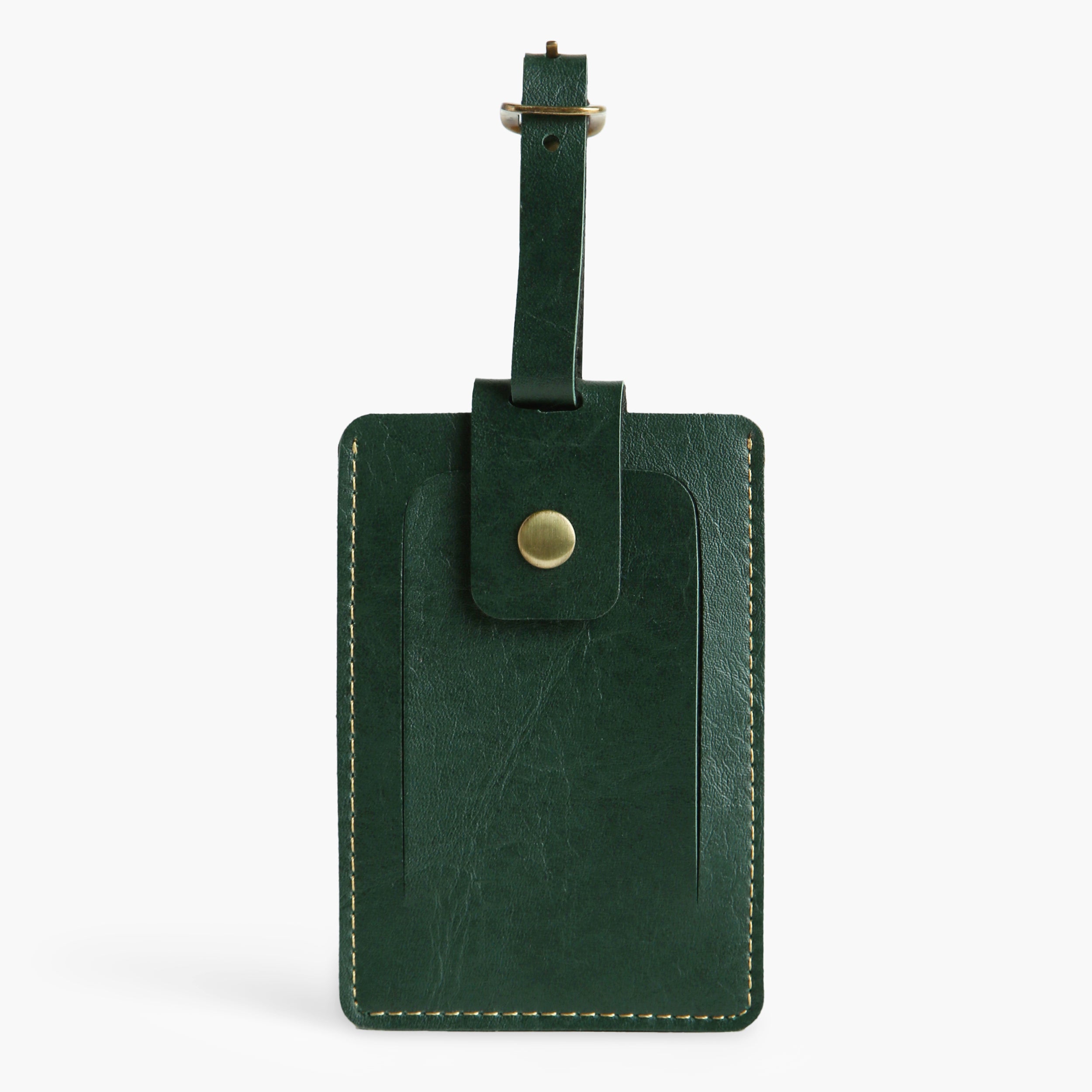 Personalised Leather Luggage/Baggage Tag -  Large Forest Green