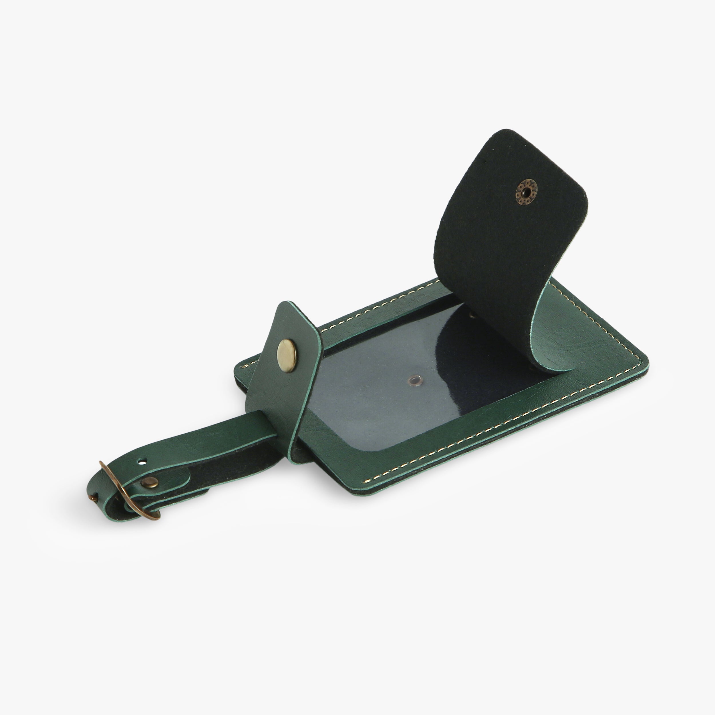 Personalised Leather Luggage/Baggage Tag -  Large Forest Green