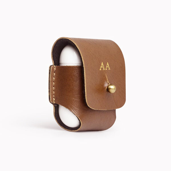 Monogrammed AirPods Cover - Tan