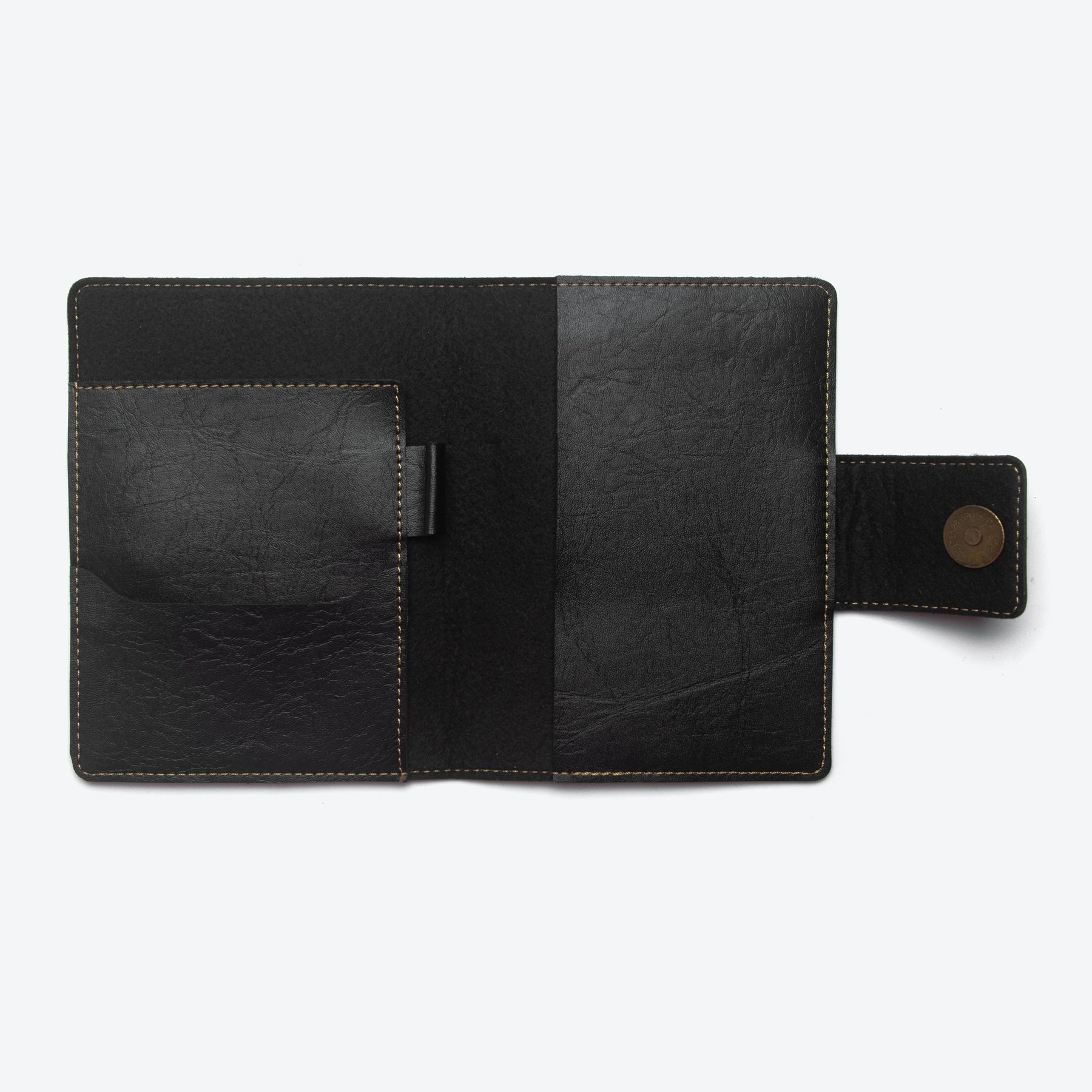 The Messy Corner Mini Travel Wallet Passport cover with button - Black