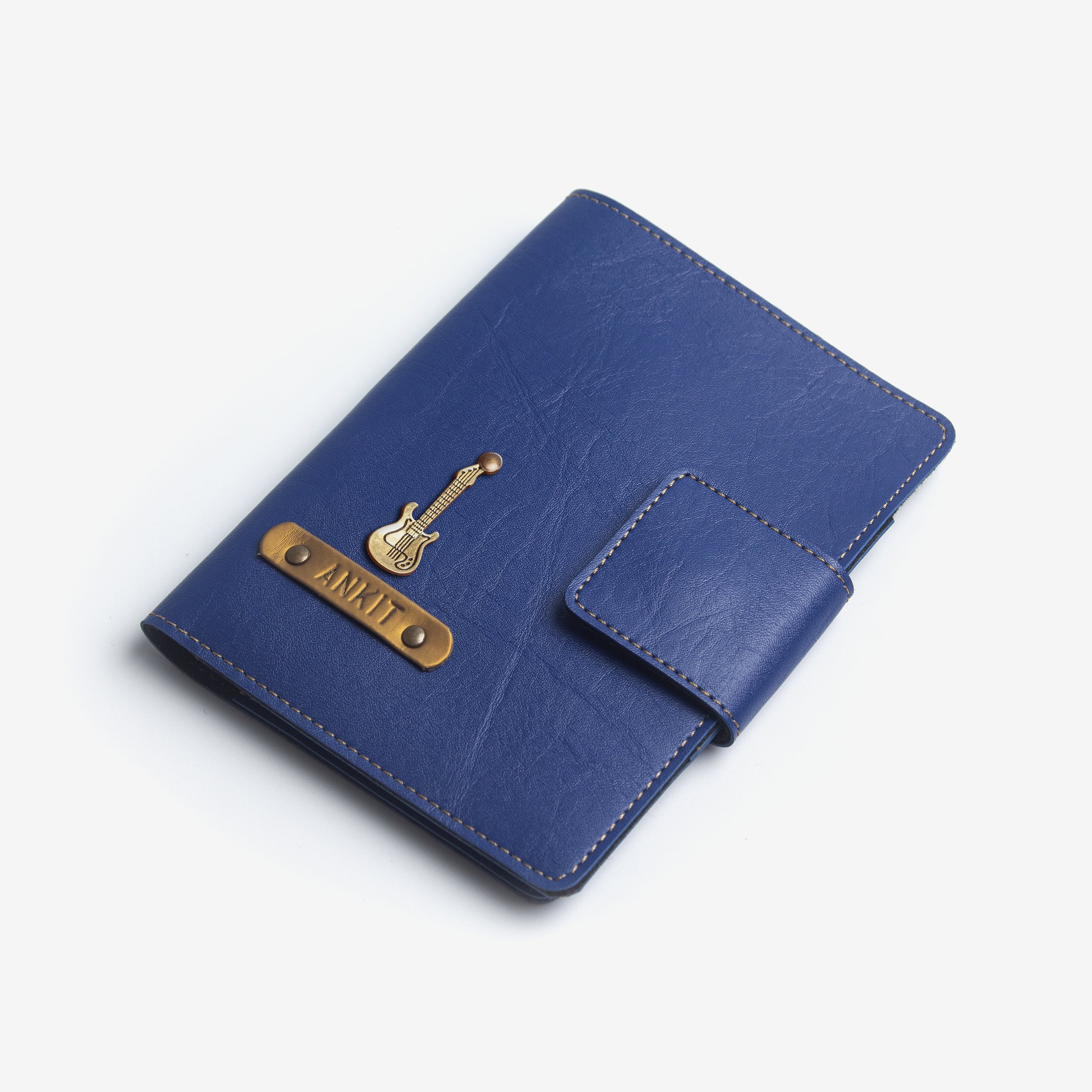 The Messy Corner Mini Travel Wallet Passport cover with button - Blue