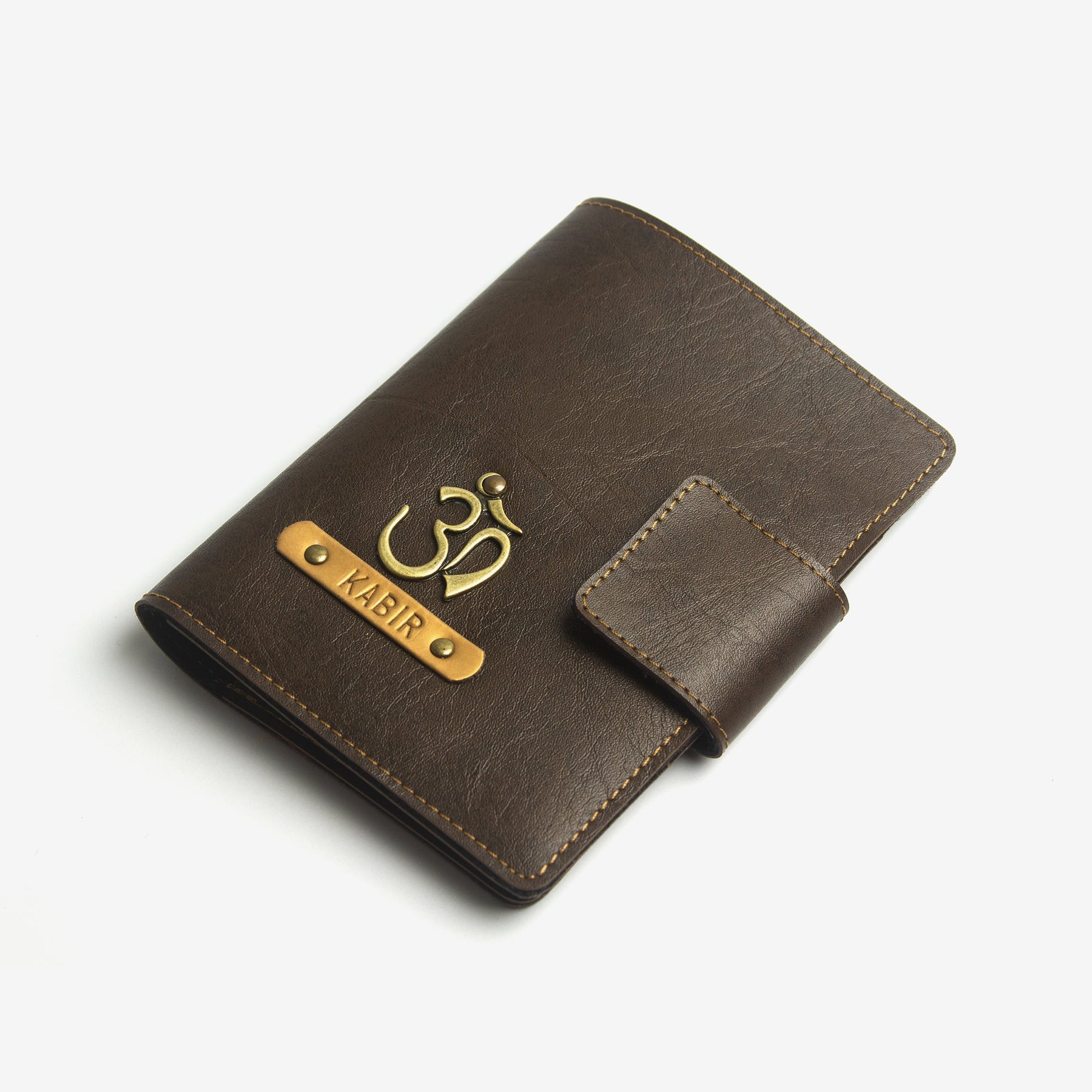The Messy Corner Mini Travel Wallet Passport cover with button - Dark Brown