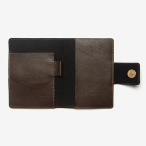 The Messy Corner Mini Travel Wallet Passport cover with button - Dark Brown